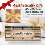 Extra Large Matte Black Utensil Holder with Wood Base