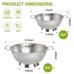 Gulex 3-Quart Stainless Steel Kitchen Colander
