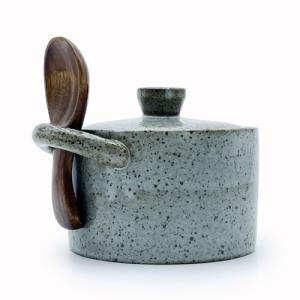 Ceramic Salt Cellar with Lid and Spoon