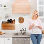 Acacia Wood Kitchen Utensil Holder with 4 Compartments