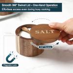 Acacia Wood Salt Cellar with Spoon and Lid