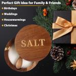 Acacia Wood Salt Cellar with Spoon and Lid