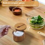 Acacia Salt Box with Lid and Spoon