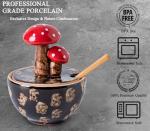 Brown Ceramic Mushroom Salt Cellar and Spoon