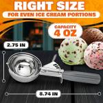 Stainless Steel Trigger Ice Cream Scoop 4oz