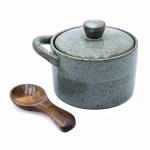 Ceramic Salt Cellar with Lid and Spoon