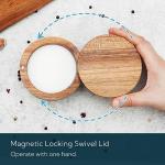 Acacia Wood Salt Cellar with Swivel Lid