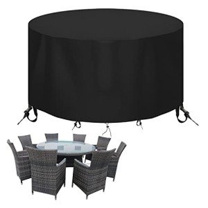 Heavy Duty Round Outdoor Table Cover - Black