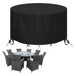 Heavy Duty Round Outdoor Table Cover - Black