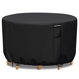 Premium Waterproof Round Garden Table Cover - Black