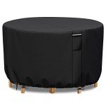 Premium Waterproof Round Garden Table Cover - Black