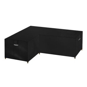Heavy Duty L-Shape Garden Sofa Cover - Black