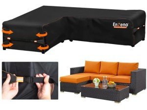 Waterproof L-Shape Garden Furniture Cover - Black