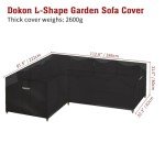 Heavy Duty L-Shape Garden Sofa Cover - Black