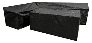 Outdoor Garden Corner Sofa & Table Cover - Black