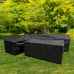 Outdoor Garden Corner Sofa & Table Cover - Black