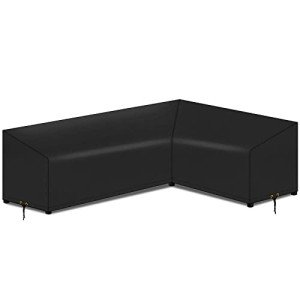 Waterproof L-Shape Garden Sofa Cover – Black