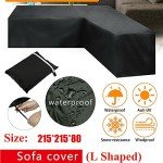 Waterproof L Shaped Garden Furniture Cover Black
