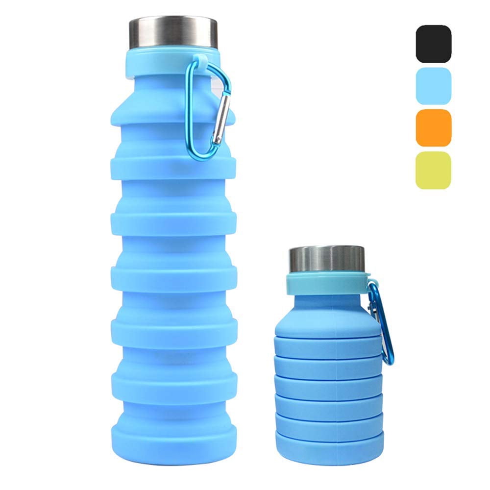 Amerteer Silicone Collapsible Water Bottle, Leak Proof, 18oz