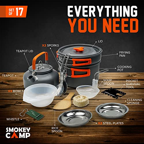Compact 17-Pc Hiking Cookware Set