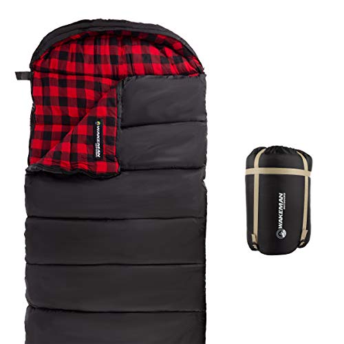 XL 3-Season Sleeping Bag for Hiking - Black/Red
