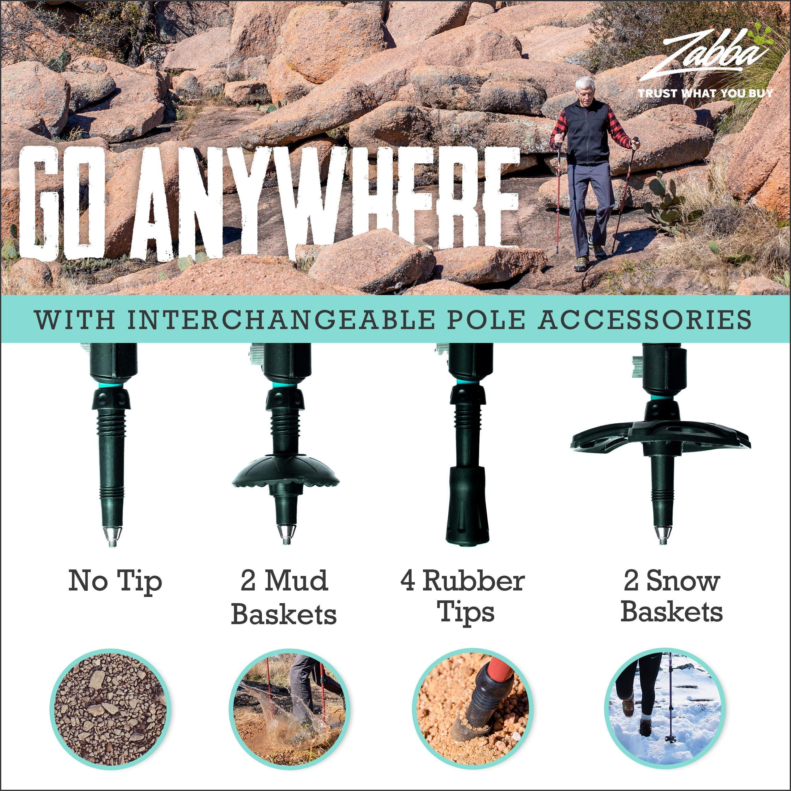 TrailBuddy Aluminum Hiking Poles - Adjustable 24.5-54in. (Aqua Blue)