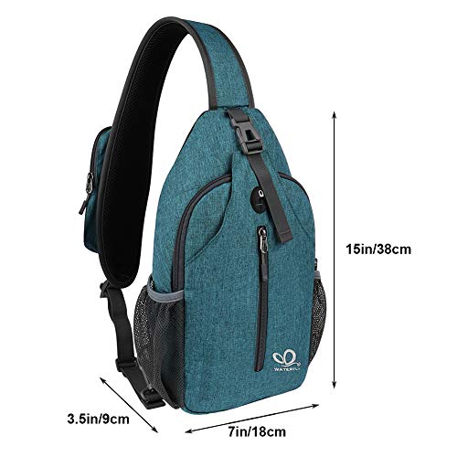 WATERFLY Teal Blue Crossbody Hiking Sling Backpack