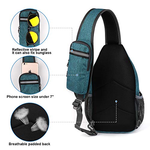 WATERFLY Teal Blue Crossbody Hiking Sling Backpack