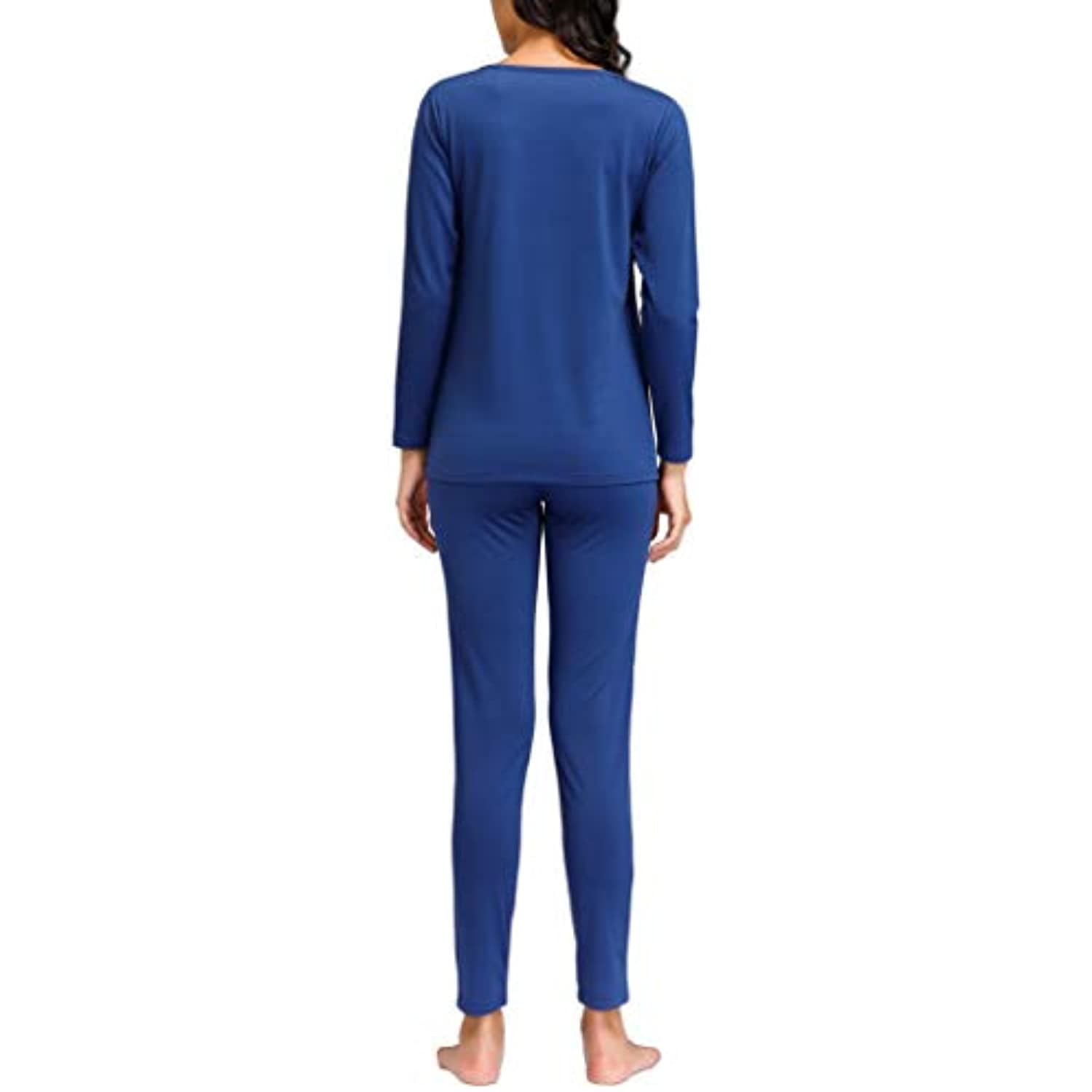 Women's Fleece-Lined Thermal Long Johns - Navy (Large)