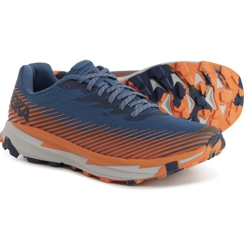 HOKA Torrent 2 Trail Shoes Size 11 (blue/orange)