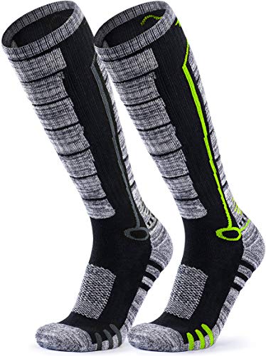 TSLA Winter Ski Socks, Compression, Warm - 2 Pairs