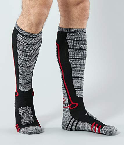 TSLA Winter Ski Socks, Compression, Warm - 2 Pairs