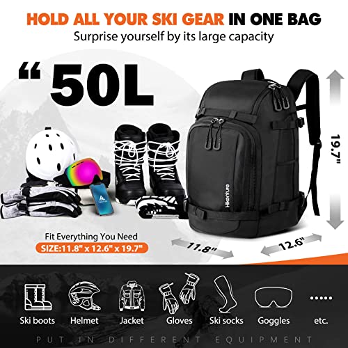 50L Hikenture Ski Boot Bag Backpack: Large Capacity