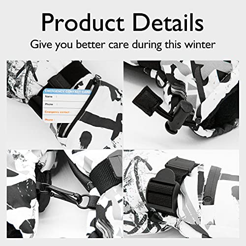 HOIHOO Waterproof Snowboard Gloves - White, Medium