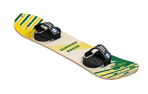 Kids Hardwood Snowboard with Velcro Binding - Various Sizes (90 CM-Yellow/Green)
