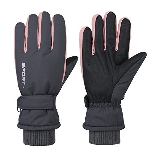 Women's Waterproof Snowboard Gloves with Touchscreen - Grey