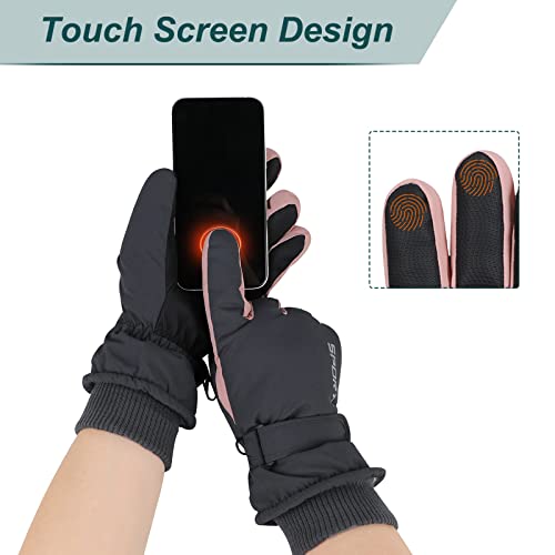 Women's Waterproof Snowboard Gloves with Touchscreen - Grey