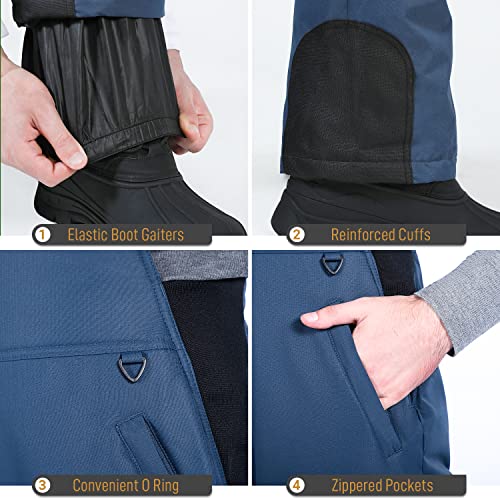 Men's Sportneer Snow Pants, Insulated Overalls, Navy XL