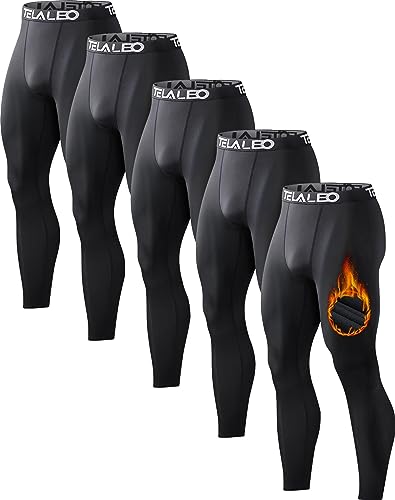 Men's Winter Compression Pants - Fleece Lined Leggings
