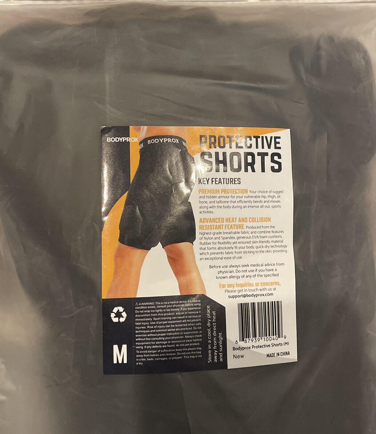 Bodyprox Padded Snowboarding Shorts - Medium, Black