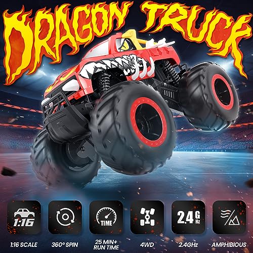 DEERC 1:16 Amphibious RC Monster Trucks - Waterproof