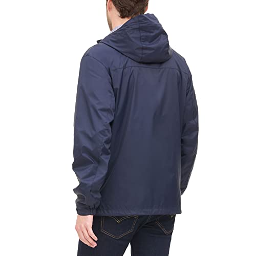 Tommy Hilfiger Men's Navy Hooded Jacket Raincoat, XL