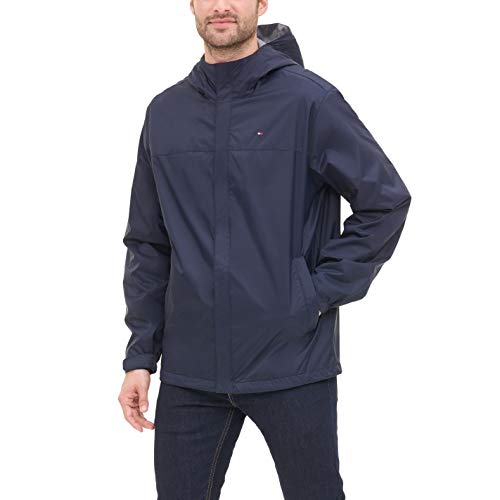 Tommy Hilfiger Men's Navy Hooded Jacket Raincoat, XL