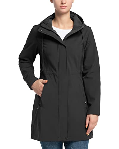 Women's Waterproof Softshell Jacket with Hood - Black