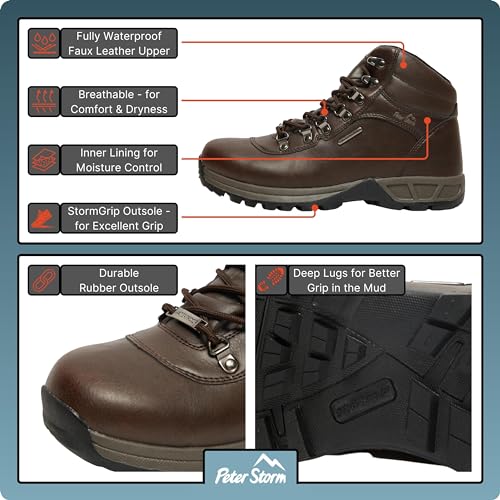 Peter Storm Men's Lightweight Waterproof Walking Boots, Brown, UK9