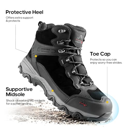 NORTIV 8 Men's Waterproof Hiking Boots, Size 9 UK/10 US