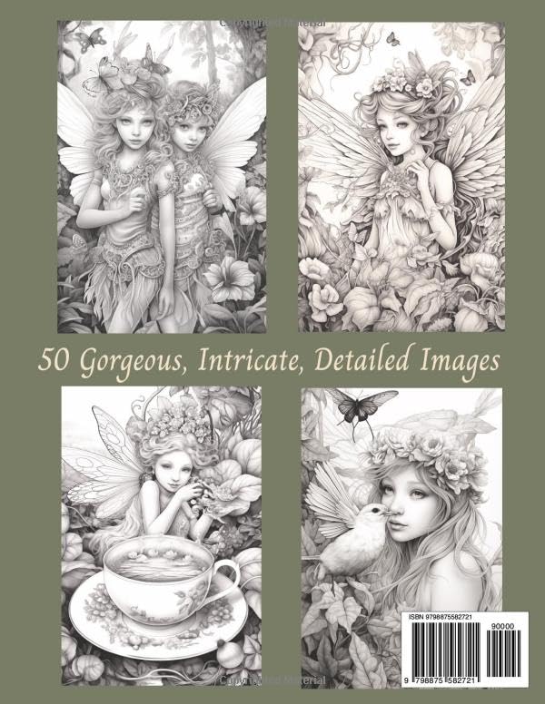 Enchanting Fairies Grayscale Coloring Book for Adults