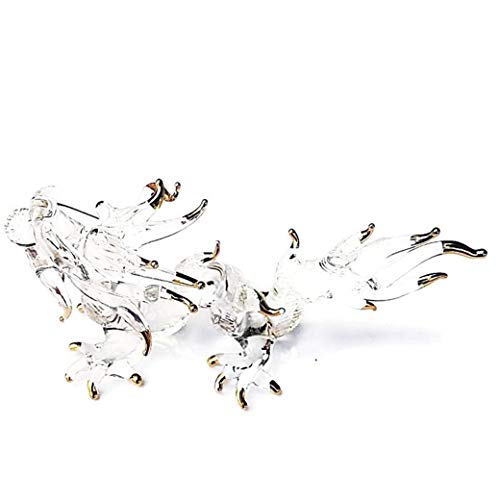 Tiny 3¼" Clear and Gold Chinese Dragon Figurine