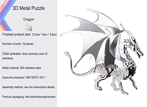 3D Metal Dragon Puzzle - DIY Art & Decor