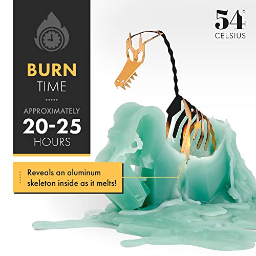 Sage Green PyroPet Dragon Candle with Skeleton